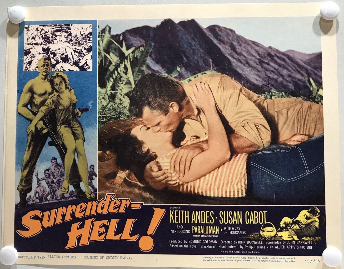 ORIGINAL LOBBY CARDS - SURRENDER - HELL! (b) - 1959 - set of 8