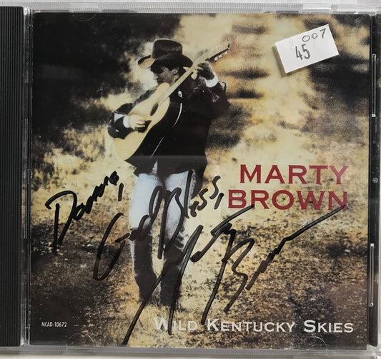 MUSIC CD IN CASE (COVER SIGNED) - MARTY BROWN - WILD KENTUCKY SKIES