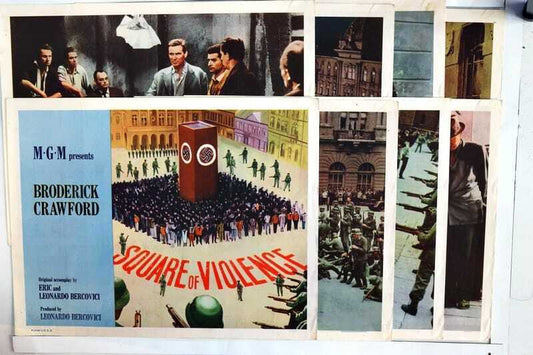 ORIGINAL LOBBY CARDS - SQUARE OF VIOLENCE - 1961 - set of 8