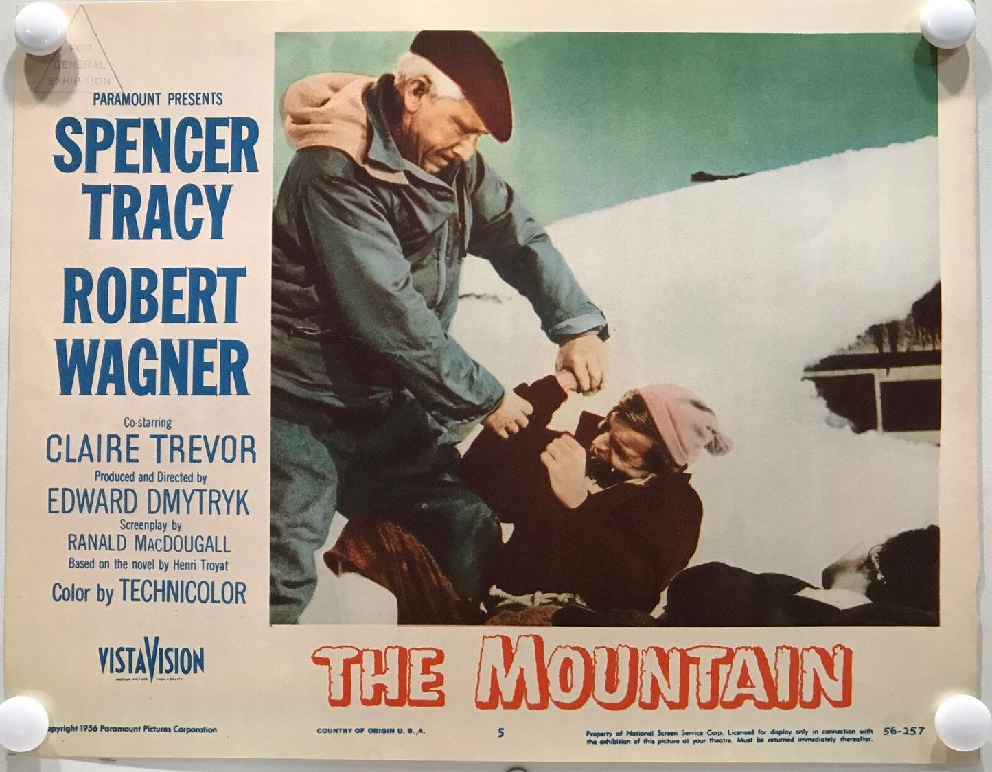 ORIGINAL LOBBY CARDS - THE MOUNTAIN - 1956 - card set of 8