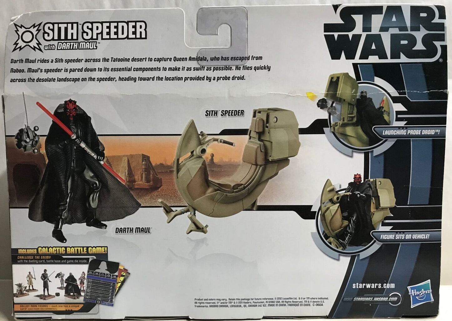 STAR WARS - HASBRO - SITH SPEEDER - with DARTH MAUL - incl Galactic Battle Game