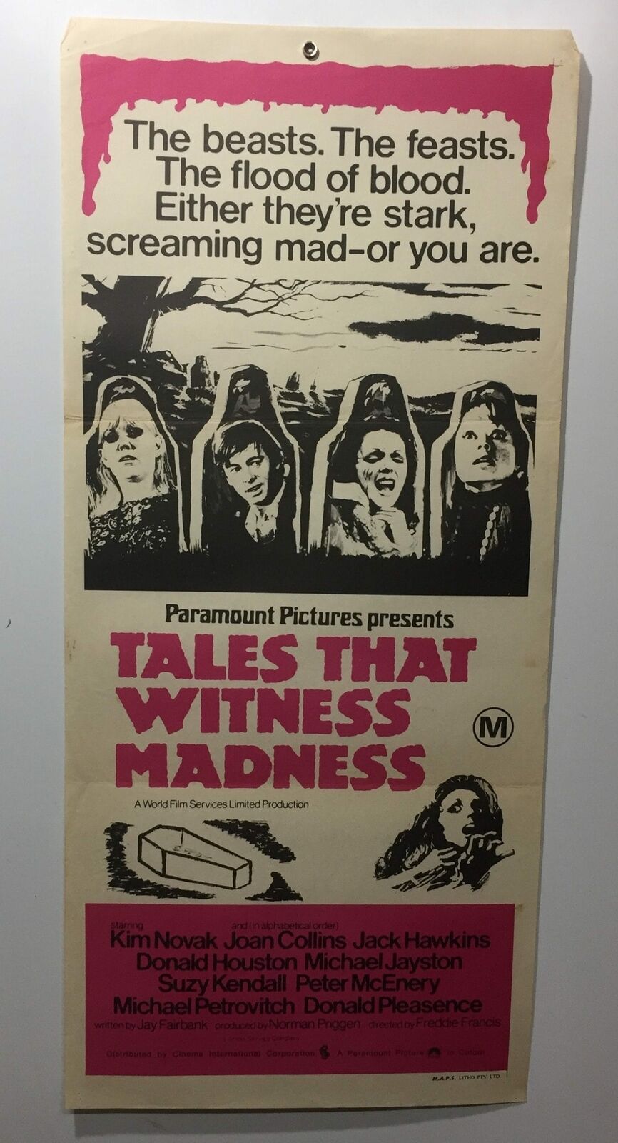 ORIGINAL DAYBILL MOVIE POSTER - TALES THAT WITNESS MADNESS - HORROR