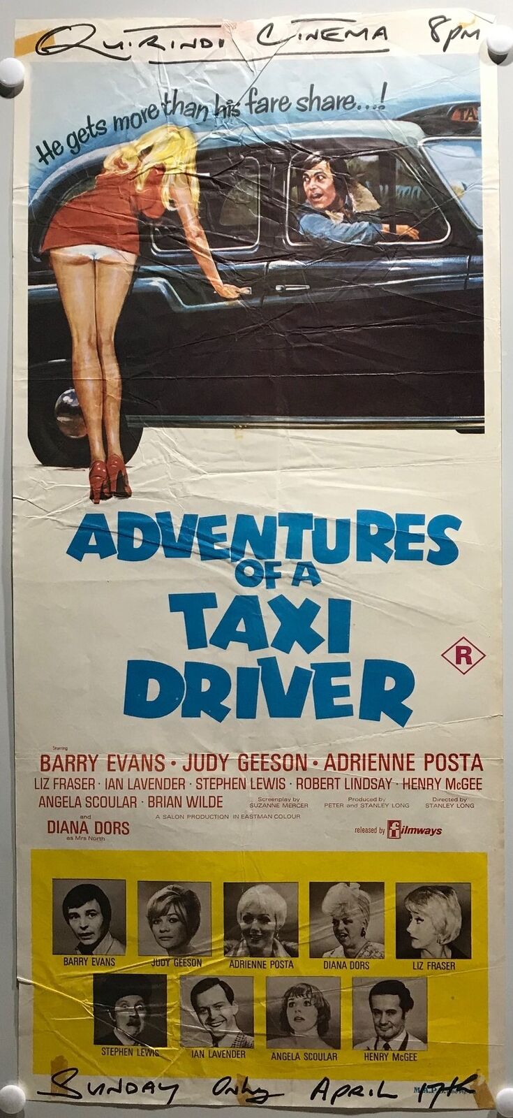 ORIGINAL DAYBILL MOVIE POSTER - ADVENTURES OF A TAXI DRIVER - 1976