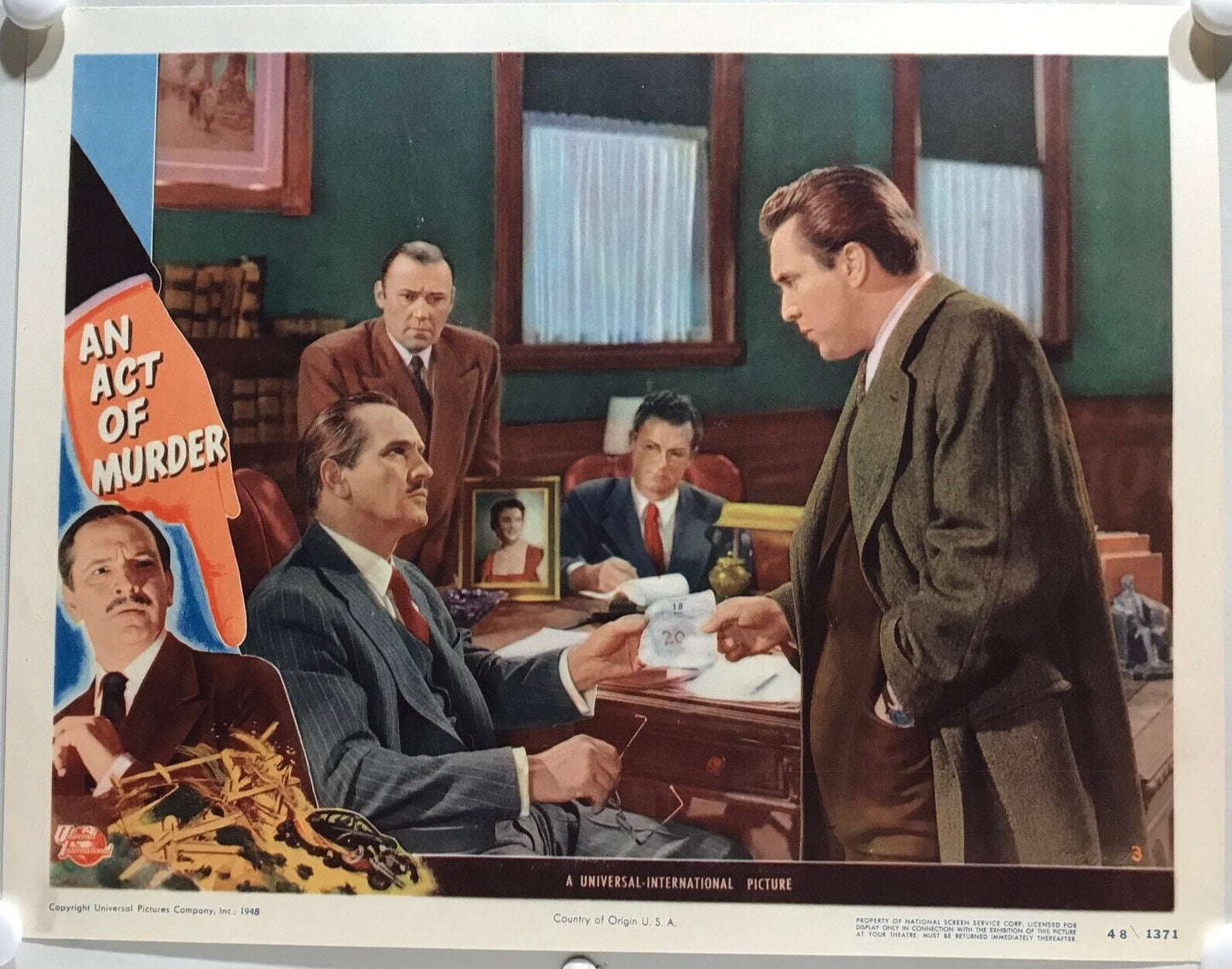 ORIGINAL LOBBY CARDS - AN ACT OF MURDER - 1948 - set of 8
