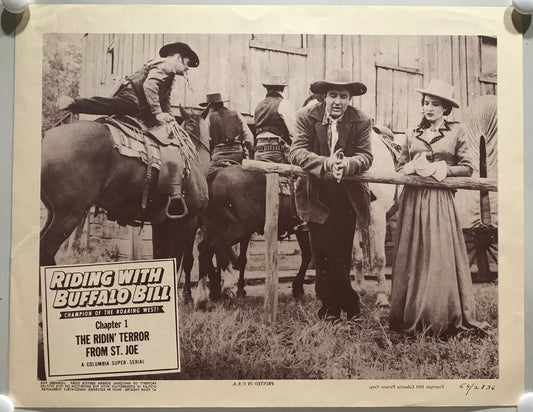 ORIGINAL SERIAL LOBBY CARD - RIDING WITH BUFFALO BILL (c) - 1954 - Ch 1 "The ...