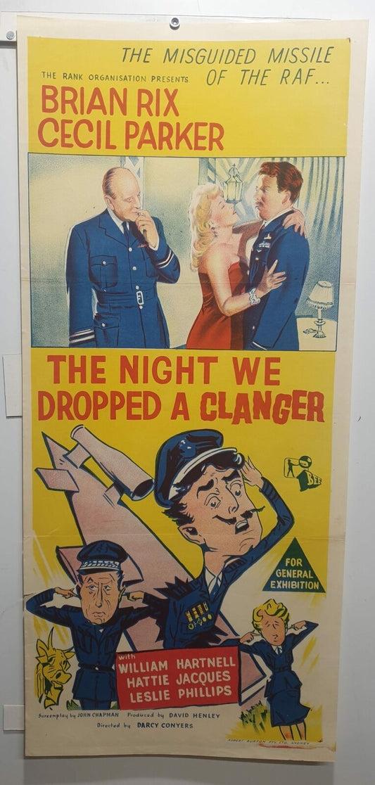 ORIGINAL DAYBILL MOVIE POSTER - THE NIGHT WE DROPPED A CLANGER - 1959