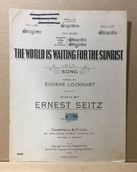 MUSIC SHEET - THE WORLD IS WAITING FOR THE SUNRISE - ERNEST SEITZ