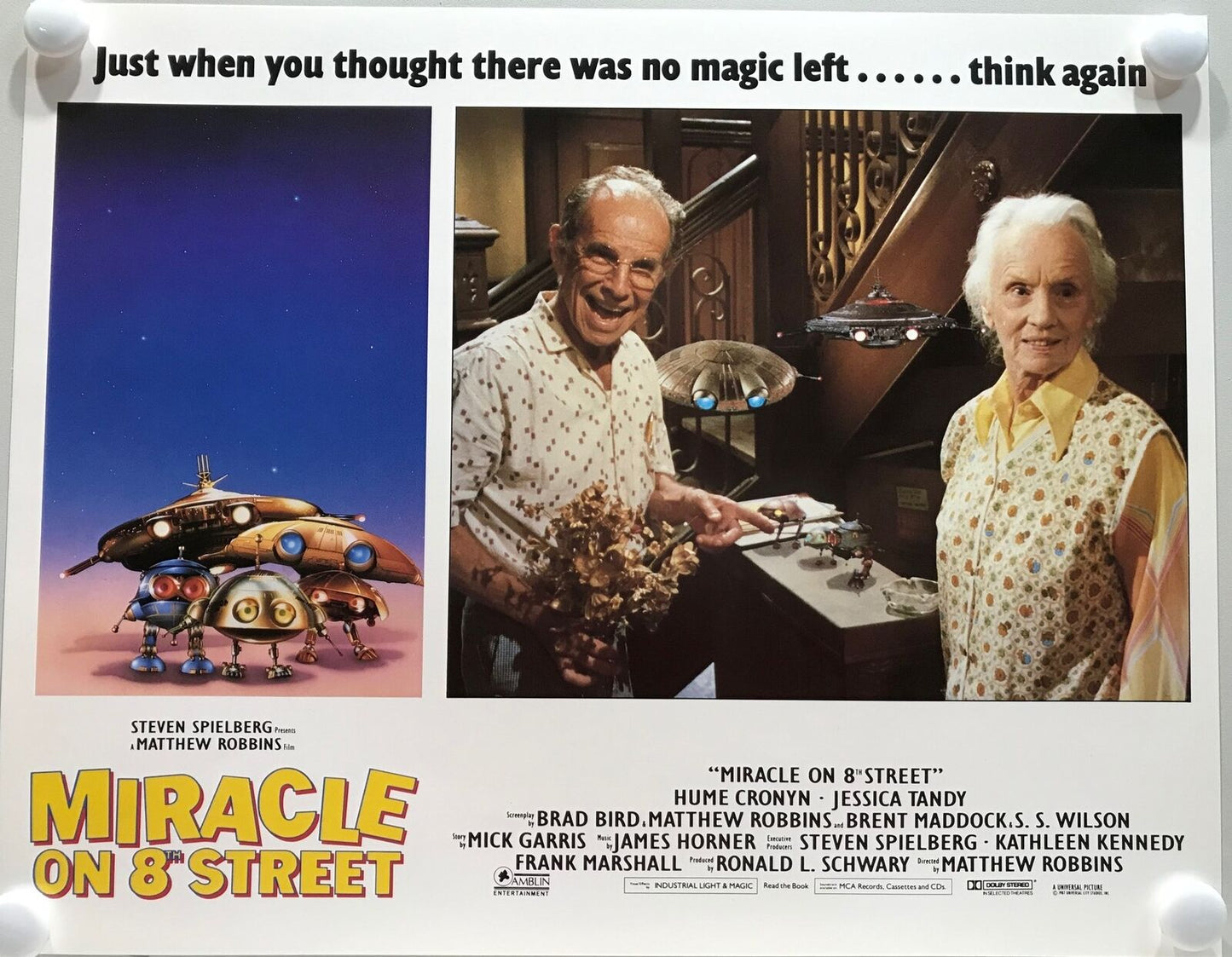 ORIGINAL LOBBY CARDS - MIRACLE ON 8TH STREET (batteries not included)-1987-Set 0f 8