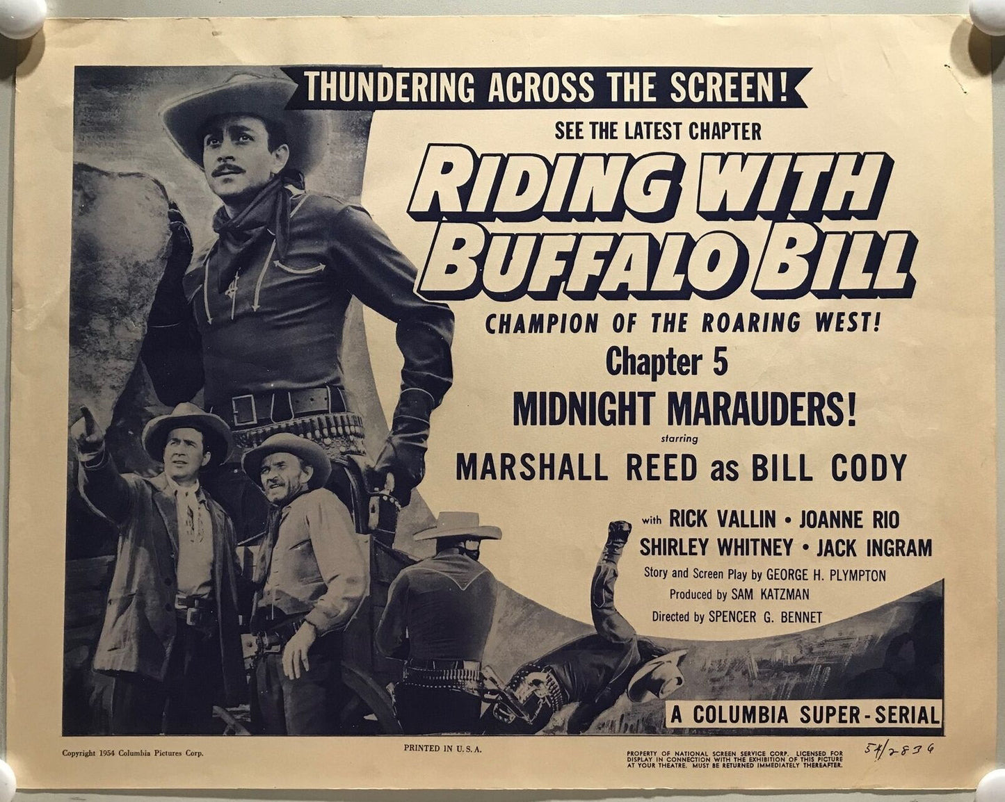 ORIGINAL SERIAL LOBBY CARD - RIDING WITH BUFFALO BILL (a) - 1954 - Ch 5 "Midn...