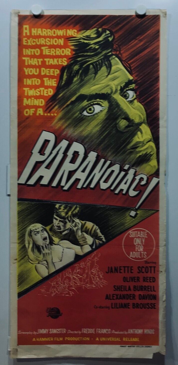 ORIGINAL DAYBILL MOVIE POSTER - PARANOIAC - 1963