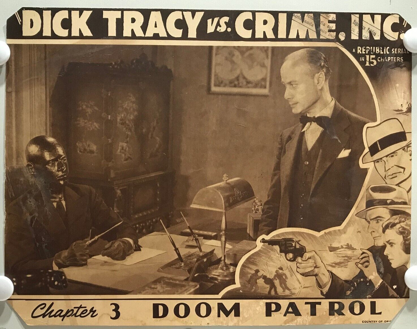 ORIGINAL SERIAL LOBBY CARD - DICK TRACY VS CRIME, INC. - 1941 - Ch 3 "Doom Pa...