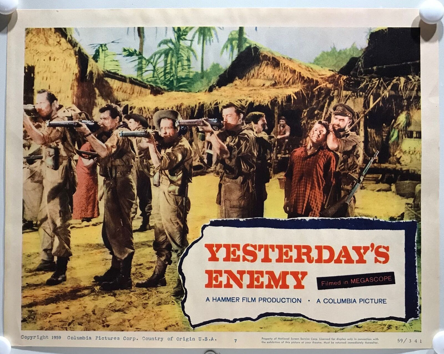 ORIGINAL LOBBY CARDS - YESTERDAY'S ENEMY -1959 - set of 8