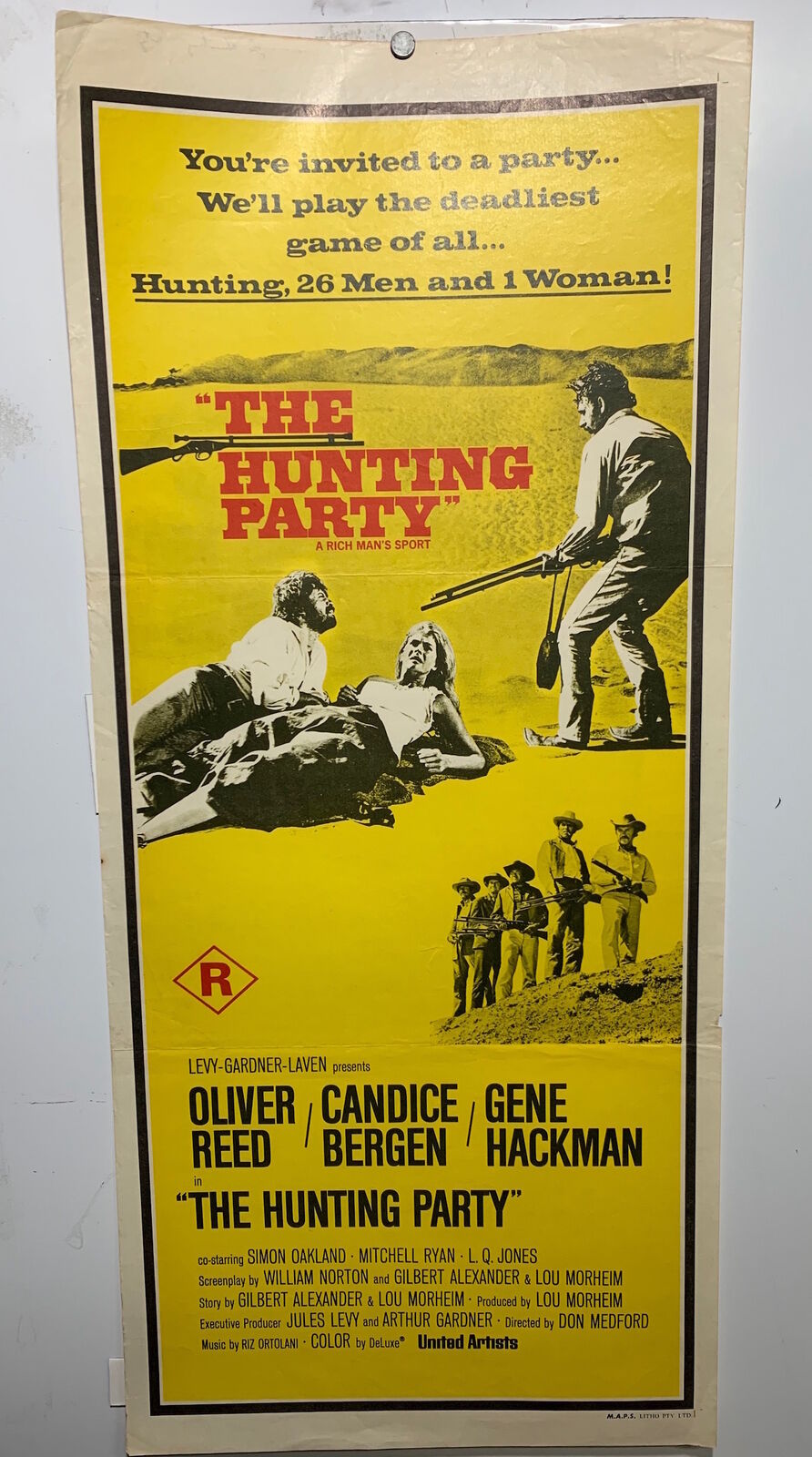 ORIGINAL DAYBILL MOVIE POSTER - THE HUNTING PARTY - 1971