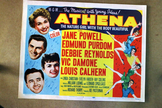 ORIGINAL LOBBY CARD - ATHENA - 1954 - title card -  Debbie Reynolds, Jane Powell, Edmund Purdom, Vic Damone