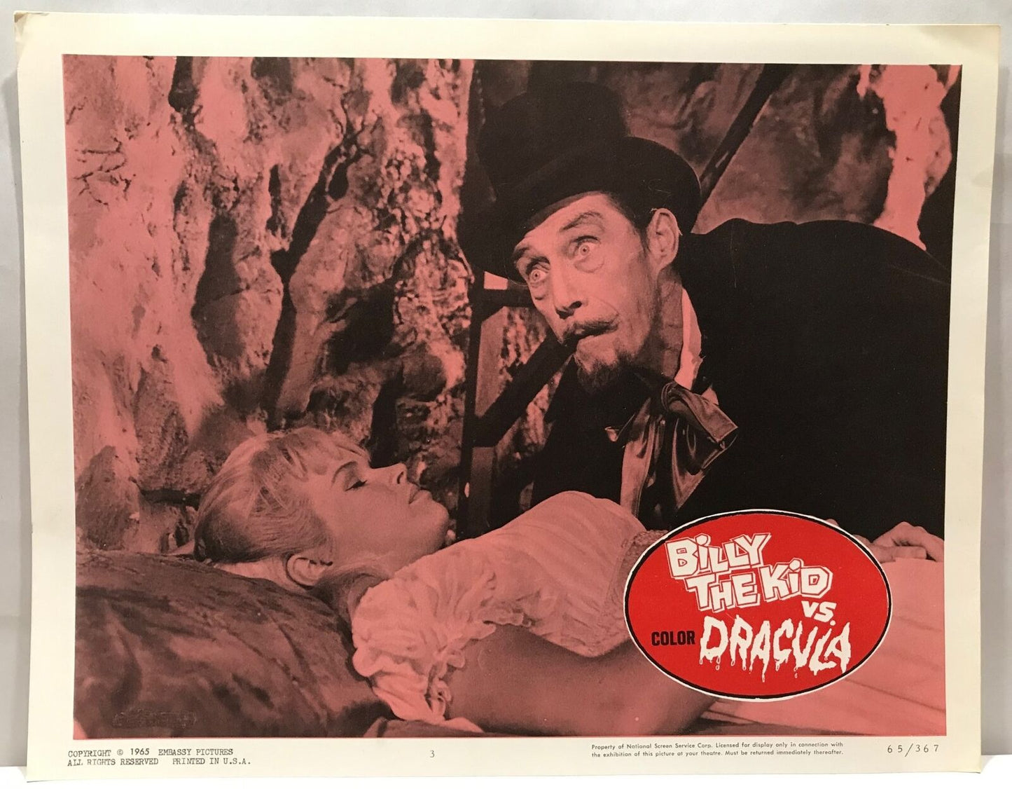 ORIGINAL LOBBY CARD - BILLY THE KID VS DRACULA - 1965 - card #3  (a)