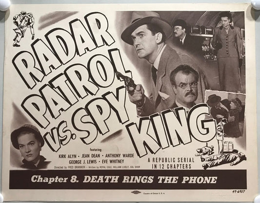 ORIGINAL SERIAL LOBBY CARD - RADAR PATROL VS. SPY KING - 1949 - Ch 8 "Death R...