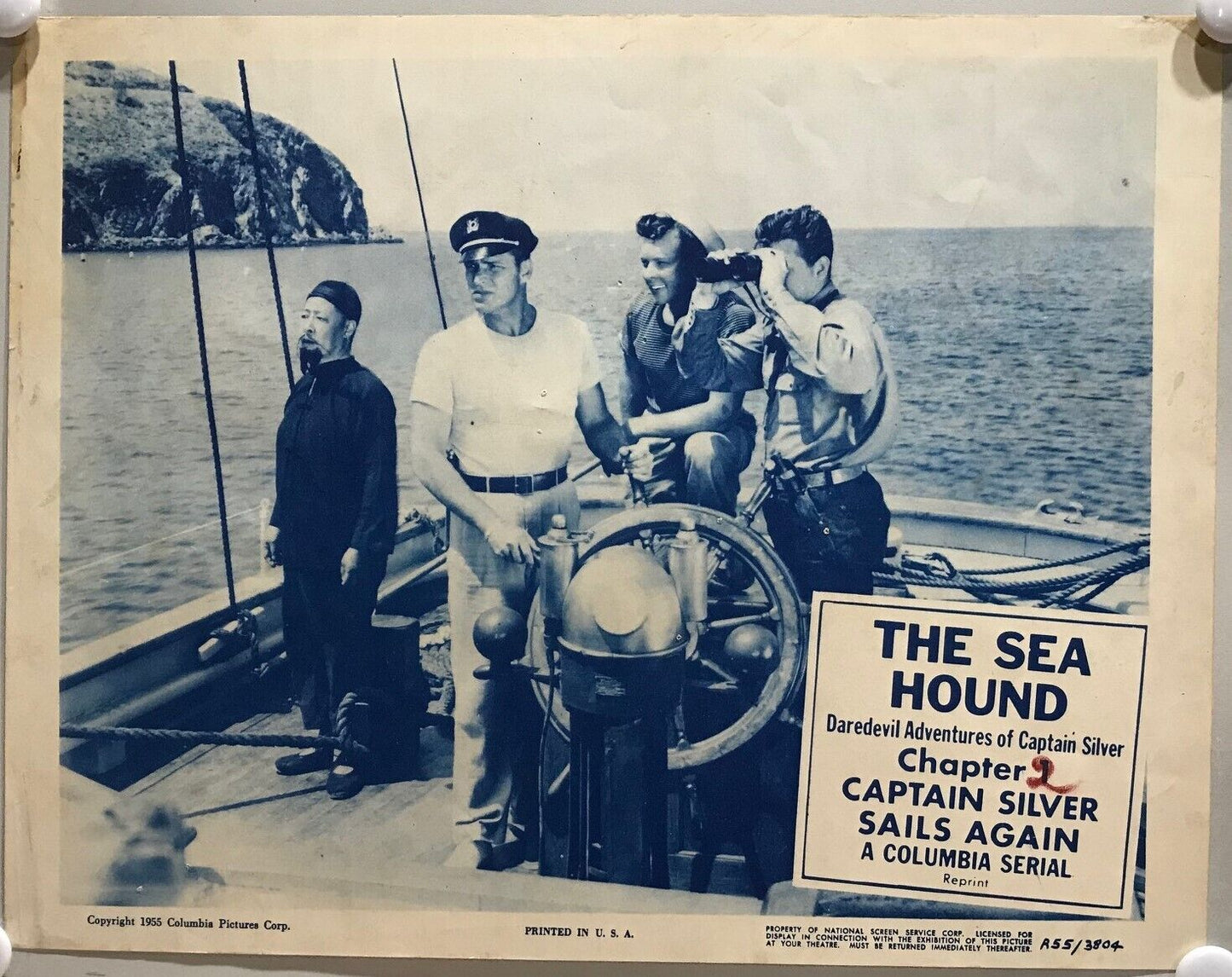 ORIGINAL SERIAL LOBBY CARD - THE SEA HOUND - R1955 - Ch 1 "Captain Silver Sai...