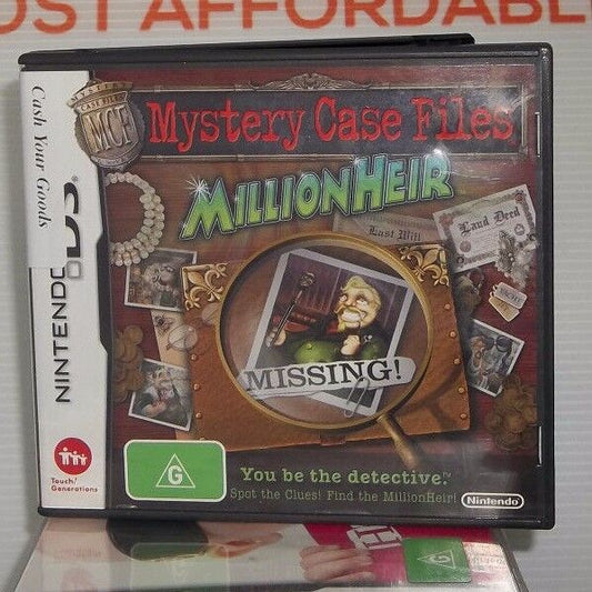 NINTENDO DS GAME - MYSTERY CASE FILES - MILLIONHEIR WITH BOOKLET VGC