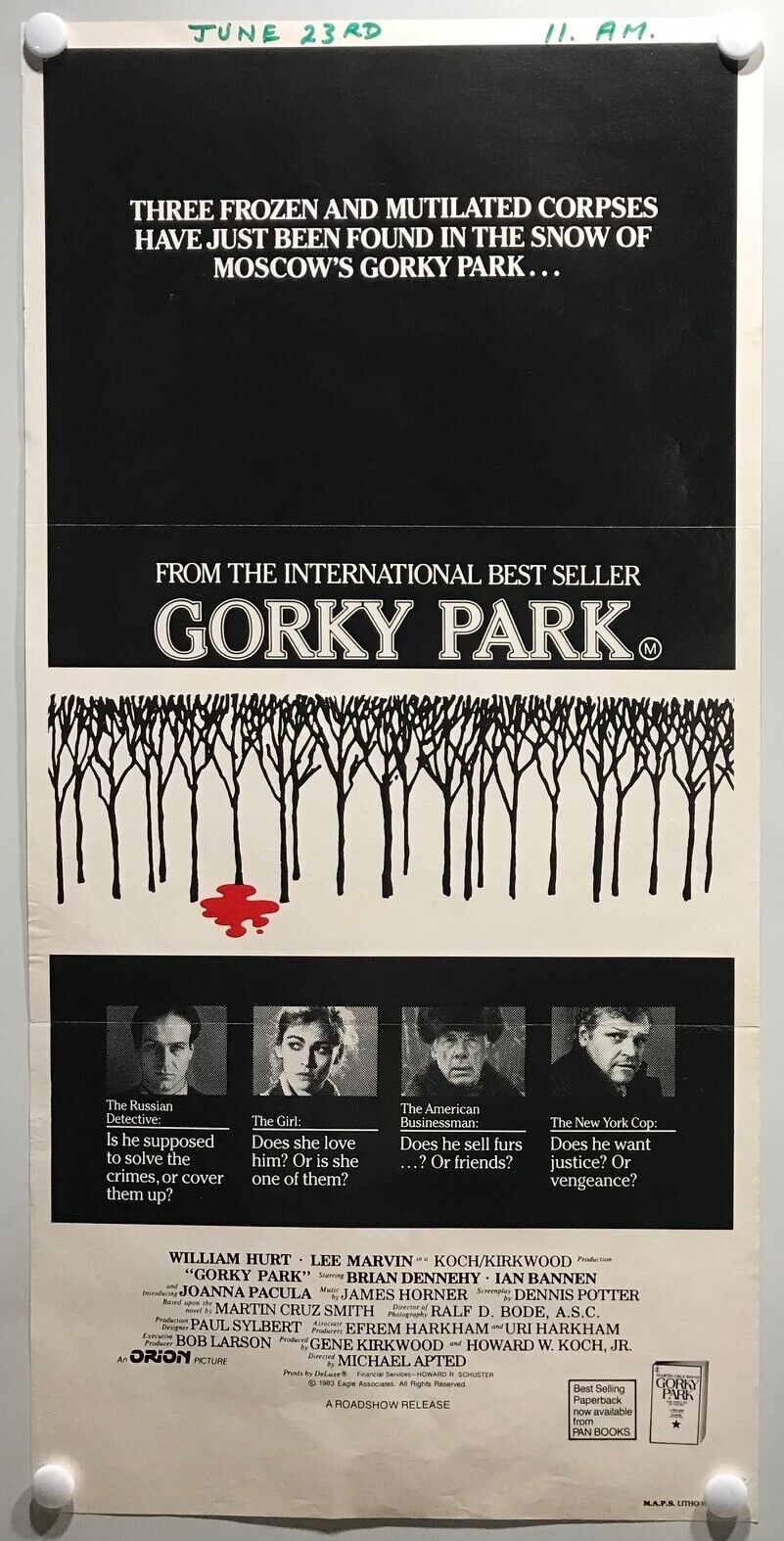 ORIGINAL DAYBILL MOVIE POSTER - GORKY PARK