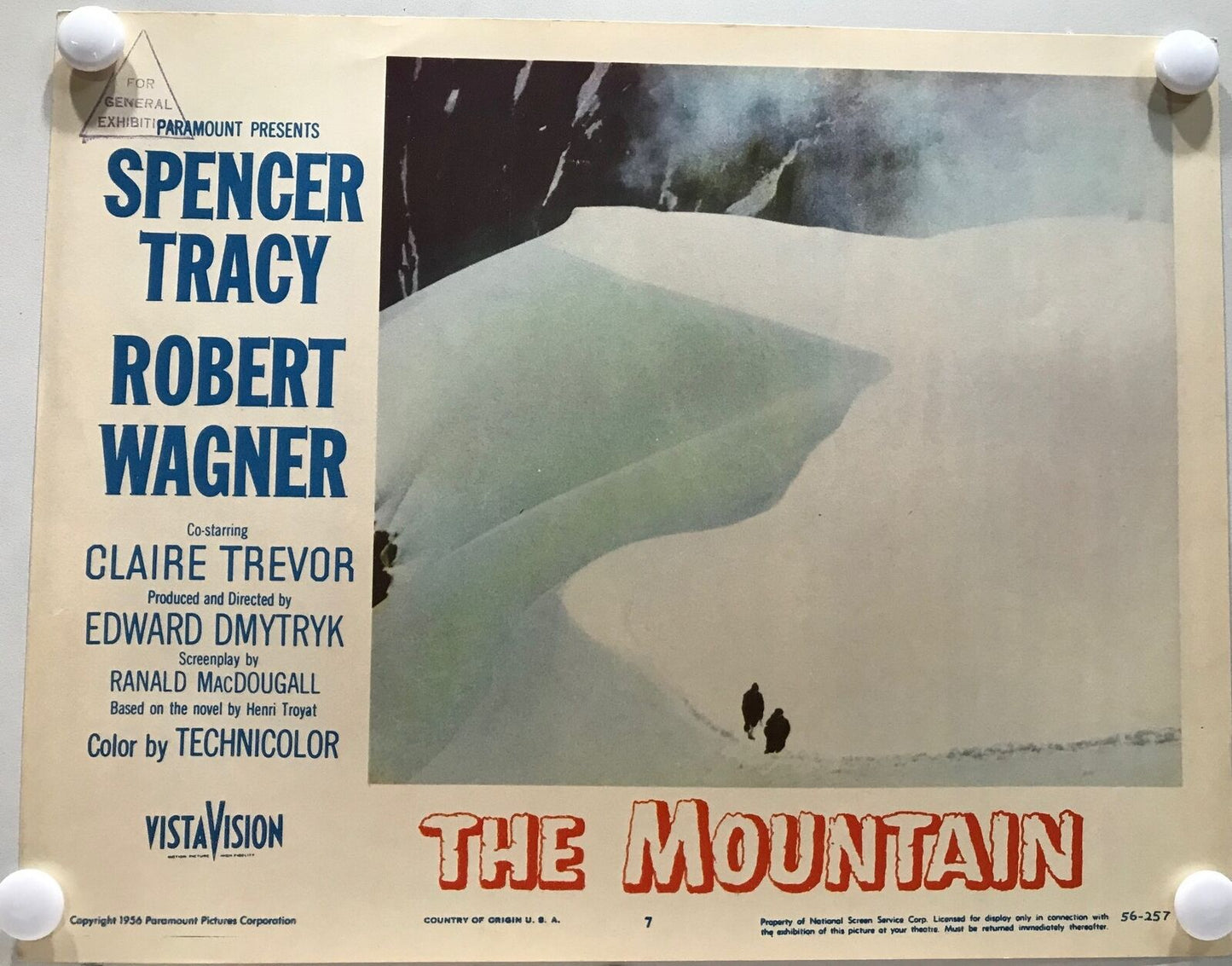 ORIGINAL LOBBY CARDS - THE MOUNTAIN - 1956 - card set of 8