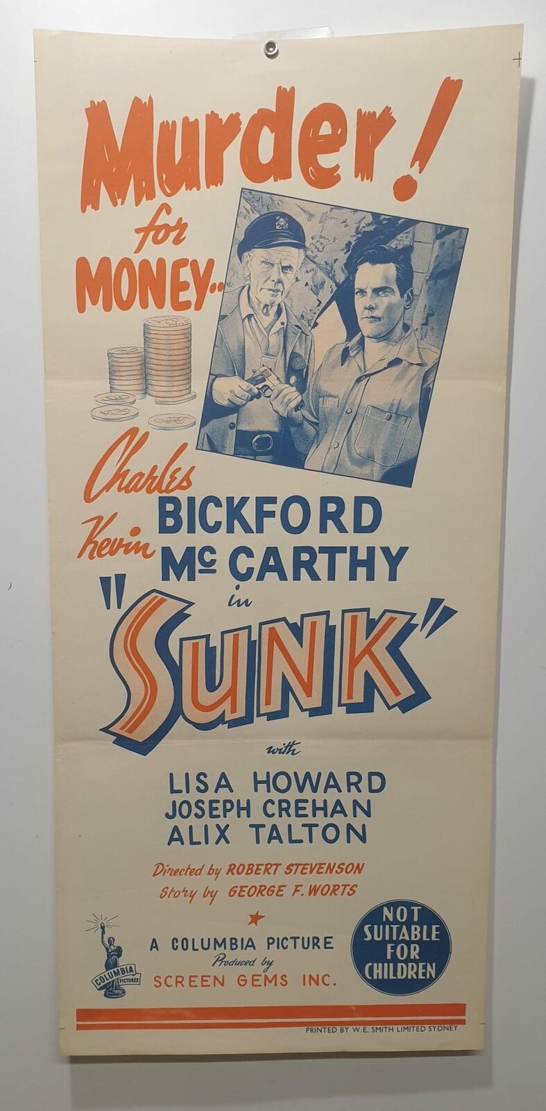 ORIGINAL DAYBILL MOVIE POSTER  – SUNK