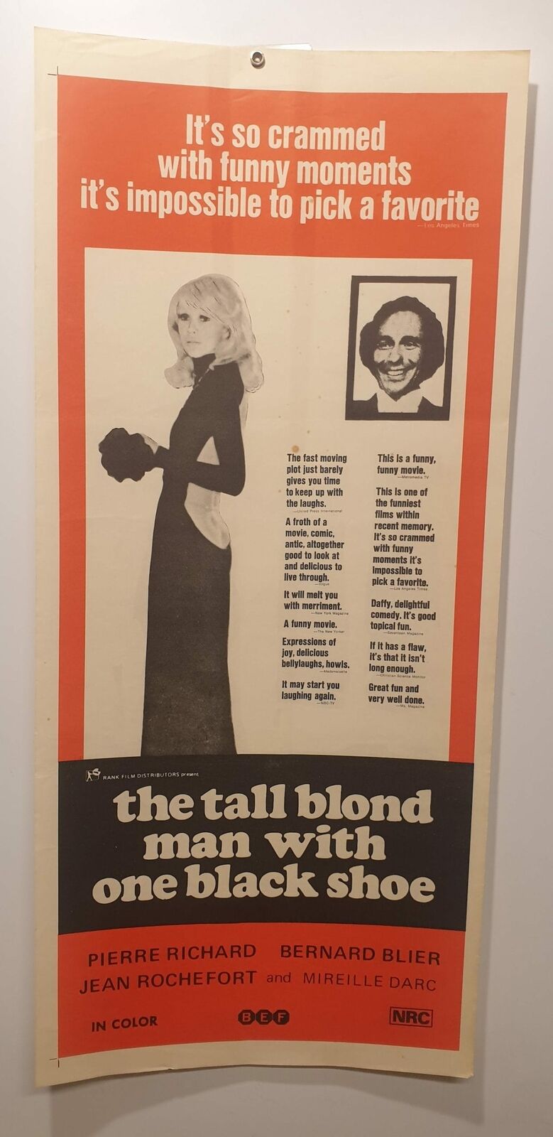 ORIGINAL DAYBILL MOVIE POSTER - THE TALL BLOND MAN WITH ONE BLACK SHOE