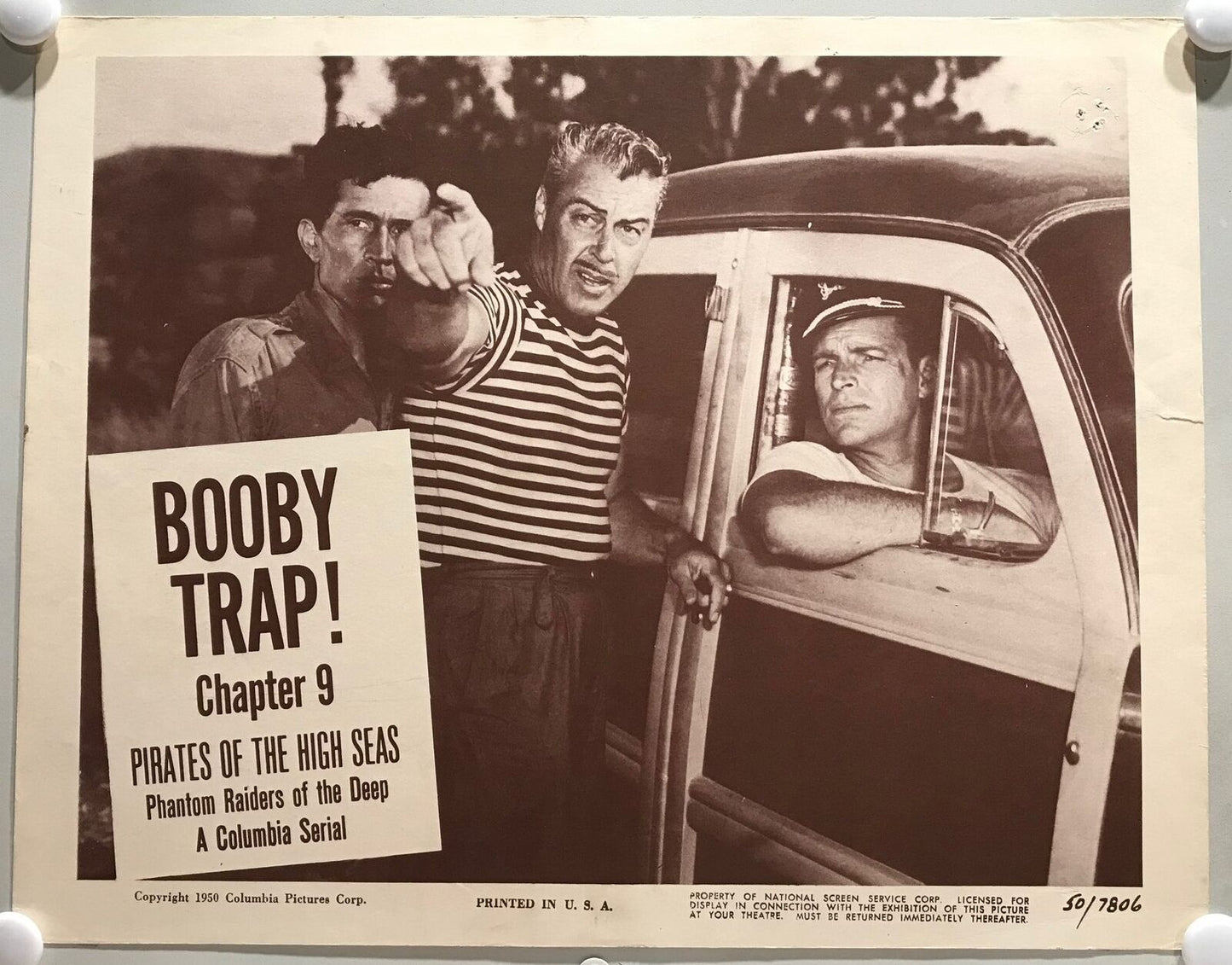 ORIGINAL SERIAL LOBBY CARD - PIRATES OF THE HIGH SEAS (a) - 1950 - Ch 9 "Boob...