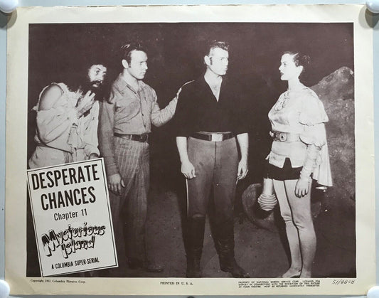 ORIGINAL SERIAL LOBBY CARD - MYSTERIOUS ISLAND - 1951 - chapter 11 - Desperat...