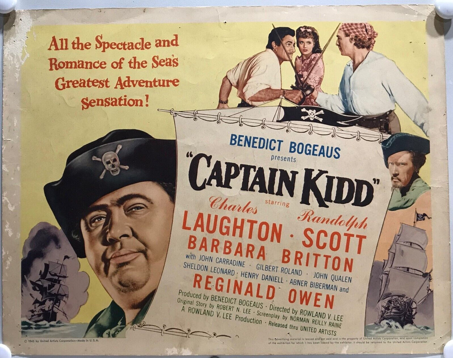 ORIGINAL LOBBY CARDS - CAPTAIN KIDD - 1945 - set of 8