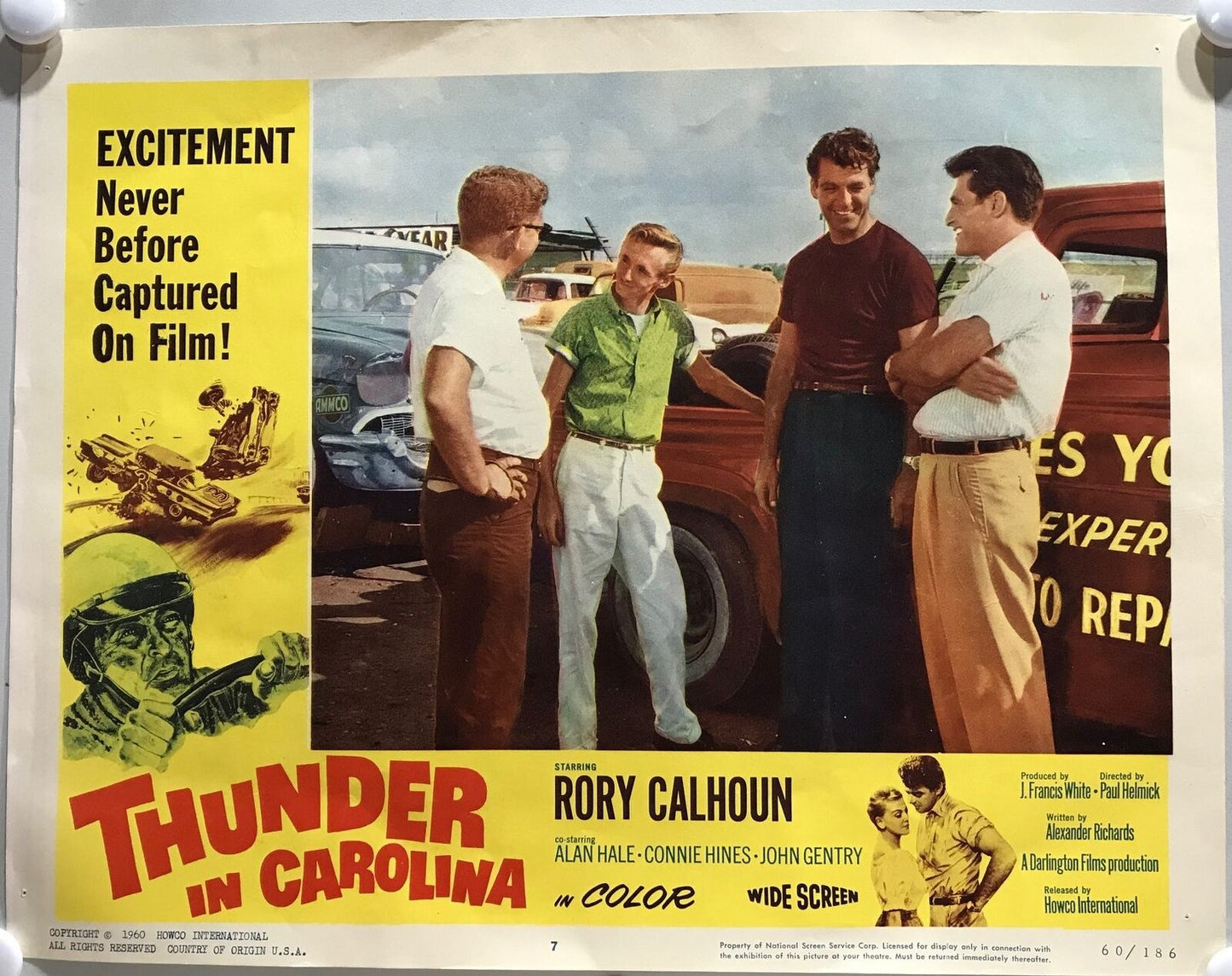 ORIGINAL LOBBY CARD - THUNDER IN CAROLINA - 1960 - key # 7 card