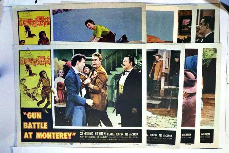 ORIGINAL LOBBY CARDS - GUN BATTLE AT MONTEREY - 1957 - set of 8