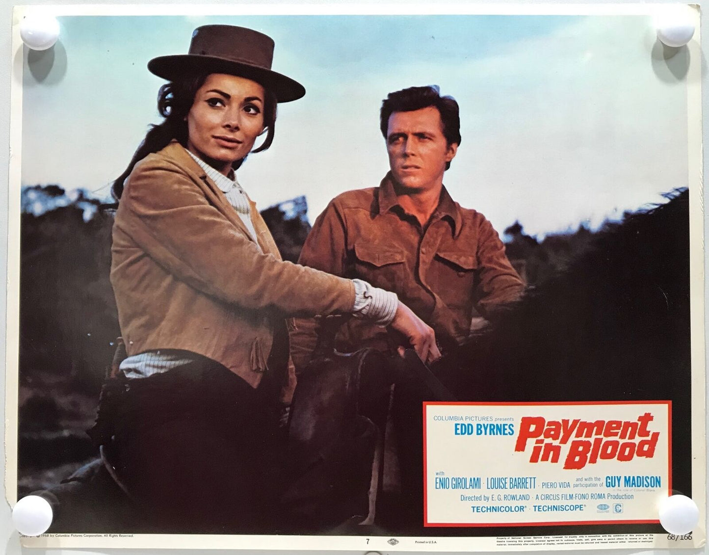 ORIGINAL LOBBY CARDS - PAYMENT IN BLOOD - 1968 - set of 8