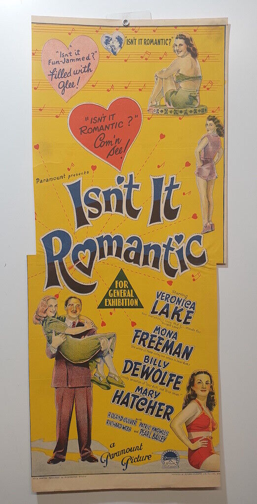 ORIGINAL DAYBILL MOVIE POSTER- ISN'T IT ROMANTIC VERONICA LAKE MONA FREEMAN DEWO