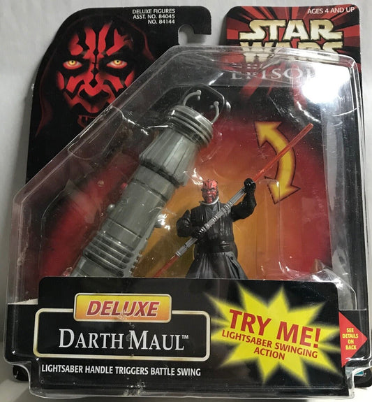 STAR WARS - HASBRO - EPISODE 1 - DELUXE - DARTH MAUL - with Lightsaber Swinging Action