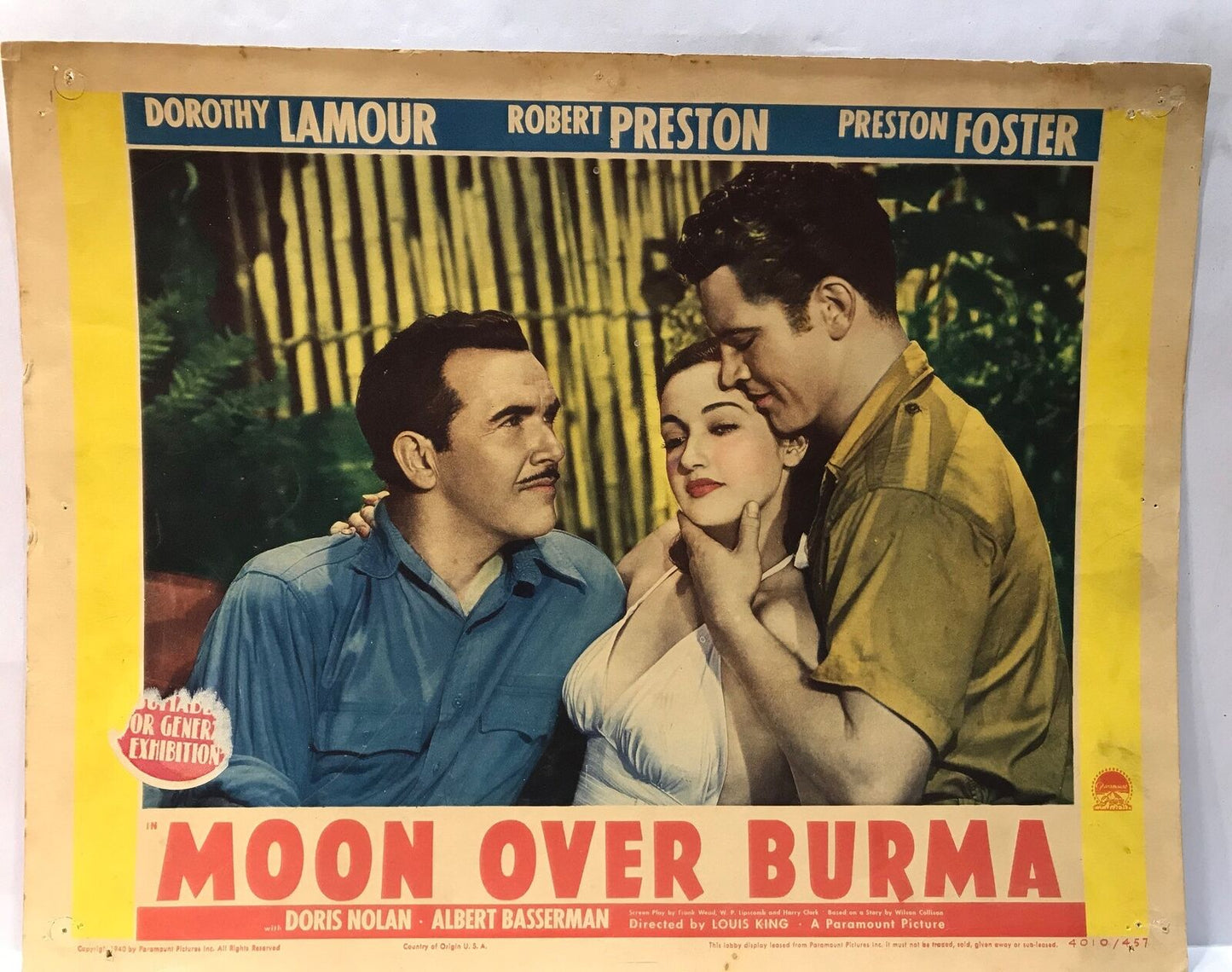 ORIGINAL LOBBY CARD - MOON OVER BURMA (e) - 1940 - title card