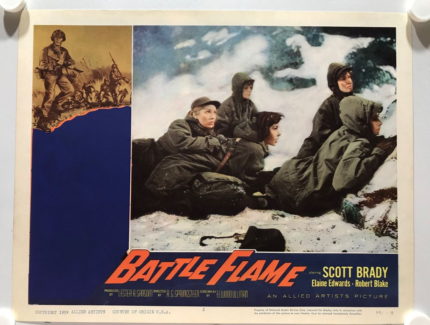 ORIGINAL LOBBY CARDS - BATTLE FLAME - 1959 - set of 8