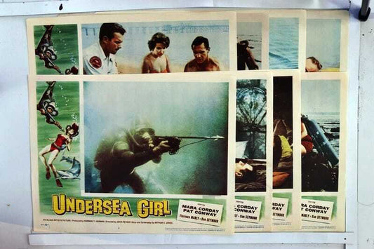ORIGINAL LOBBY CARDS - UNDERSEA GIRL - 1957 - set of 8