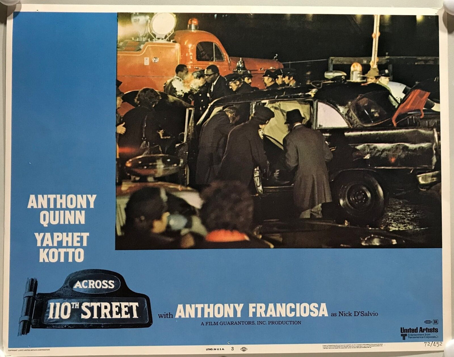 ORIGINAL LOBBY CARDS - ACROSS 110TH STREET - 1972 - set of 8