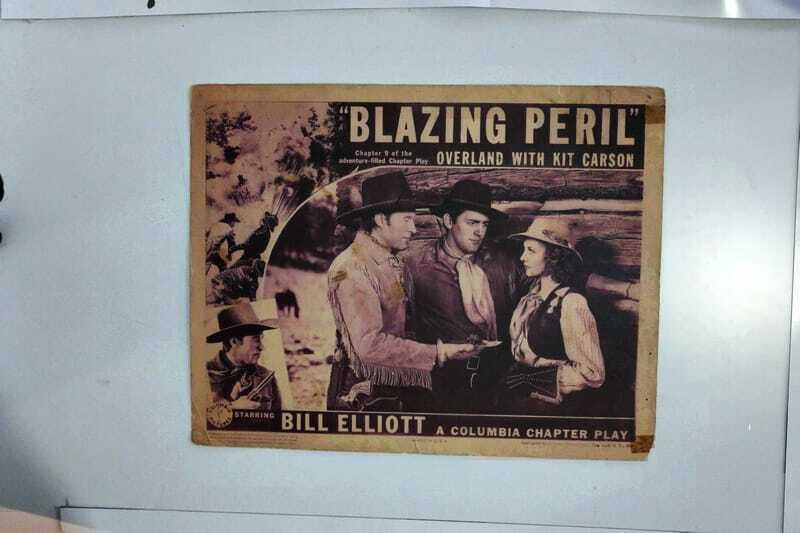 ORIGINAL SERIAL LOBBY CARD - OVERLAND WITH KIT CARSON - 1939 - Ch 9 "Blazing ...