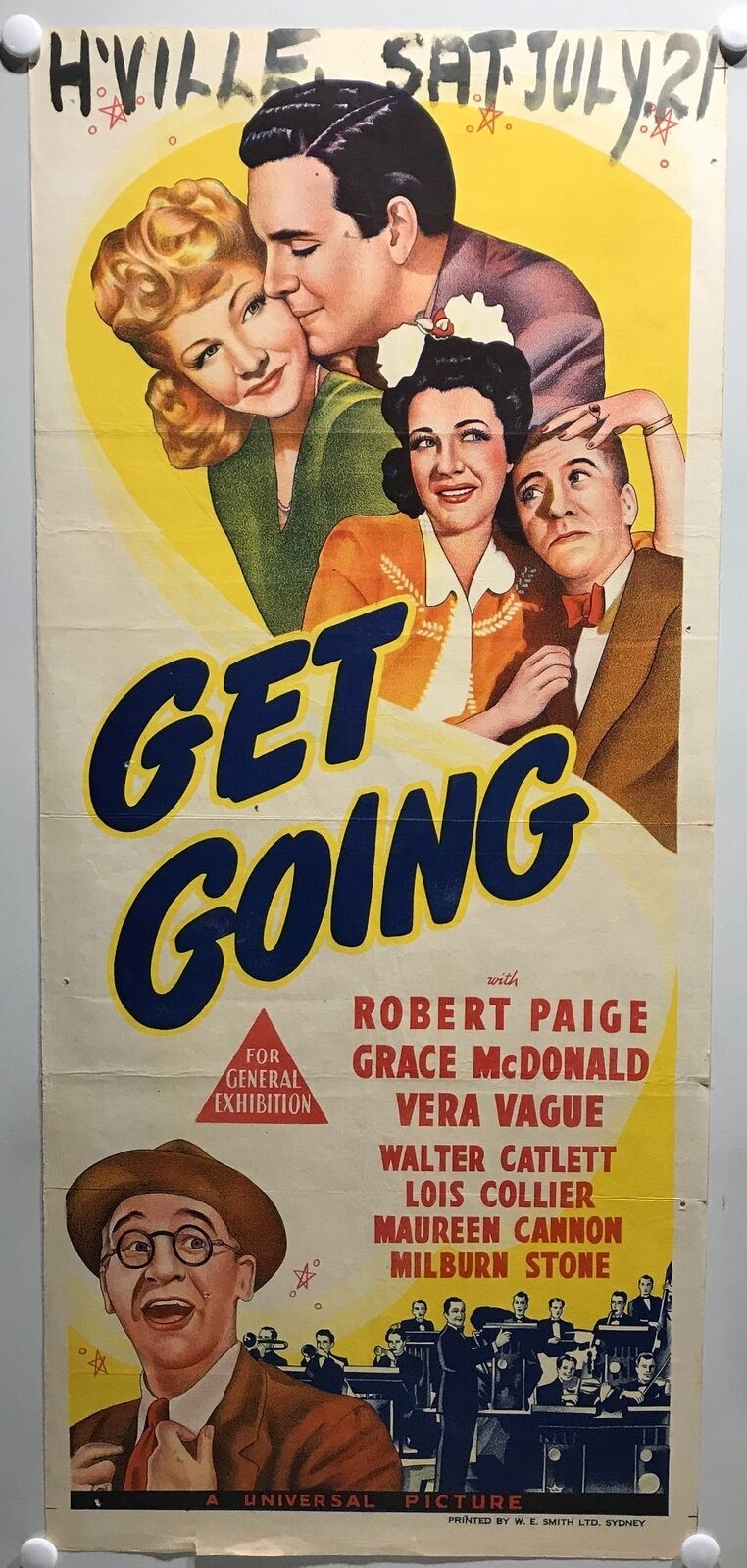 ORIGINAL DAYBILL MOVIE POSTER - GET GOING - 1943