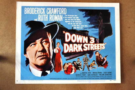 ORIGINAL LOBBY CARD - DOWN 3 DARK STREETS - 1954 - title card