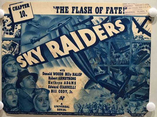 ORIGINAL SERIAL LOBBY CARD - SKY RAIDERS (a) - 1941 - Ch 10 "The Flash of Fat...