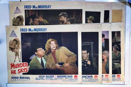 ORIGINAL LOBBY CARDS - MURDER HE SAYS - 1945 - set of 8
