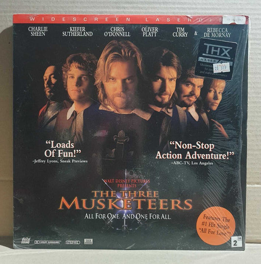 LASERDISC MOVIE - THE THREE MUSKETEERS - Charlie Sheen, Kiefer Sutherland, Ch...