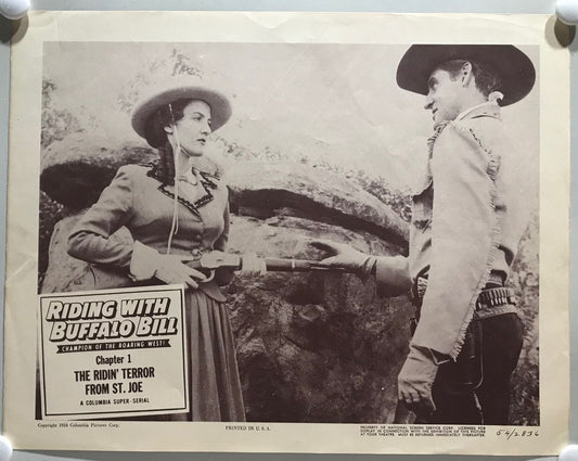 ORIGINAL SERIAL LOBBY CARD - RIDING WITH BUFFALO BILL (b) - 1954 - Ch 1 "The ...