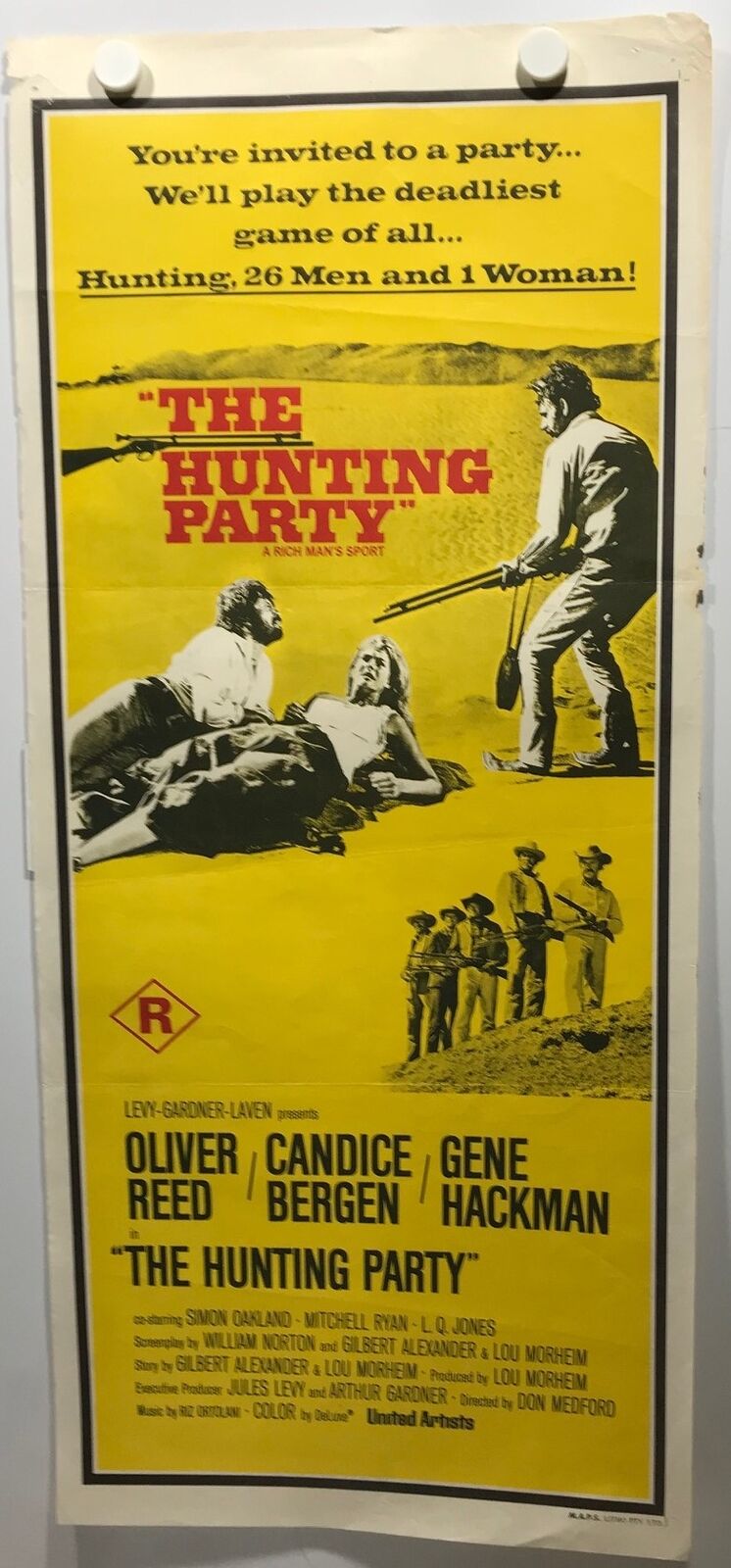 ORIGINAL DAYBILL MOVIE POSTER - THE HUNTING PARTY - 1971