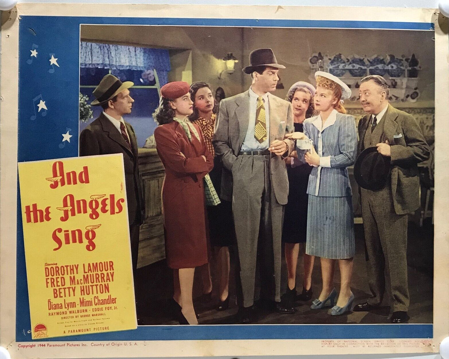 ORIGINAL LOBBY CARDS - AND THE ANGELS SING - 1944 - set of 8