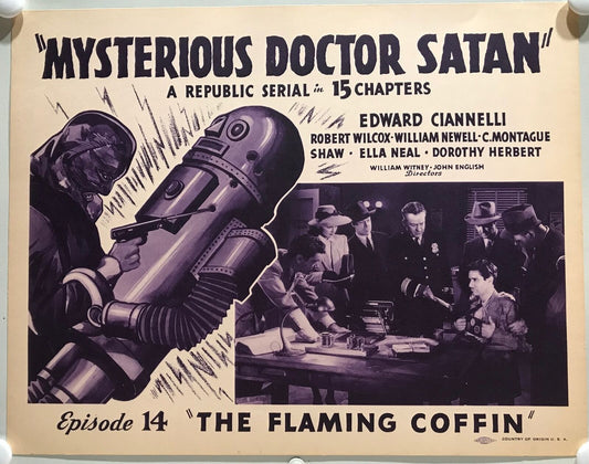 ORIGINAL SERIAL LOBBY CARD - MYSTERIOUS DOCTOR SATAN - 1940 - Ep 14 "The Flam...