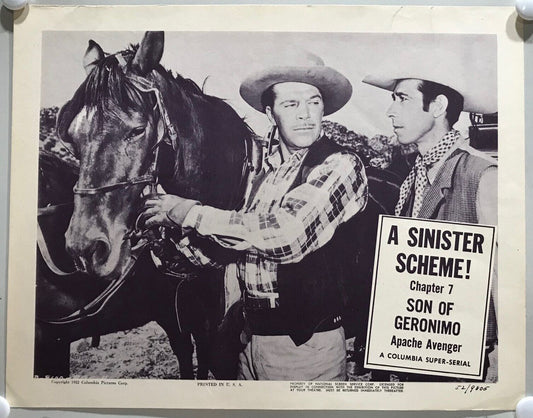 ORIGINAL SERIAL LOBBY CARD - SON OF GERONIMO (c) - 1952 - Ch 7 "A Sinister Sc...