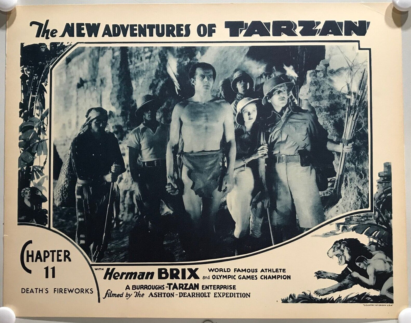 ORIGINAL SERIAL LOBBY CARD - THE NEW ADVENTURES OF TARZAN (d) - 1935 - Ch 11 ...